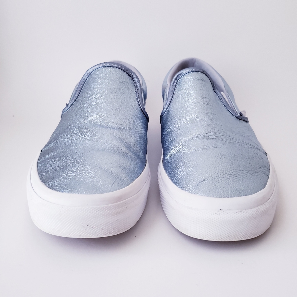 Vans Metallic Light Blue Classic Slip-on Shoes - Picture 2 of 14